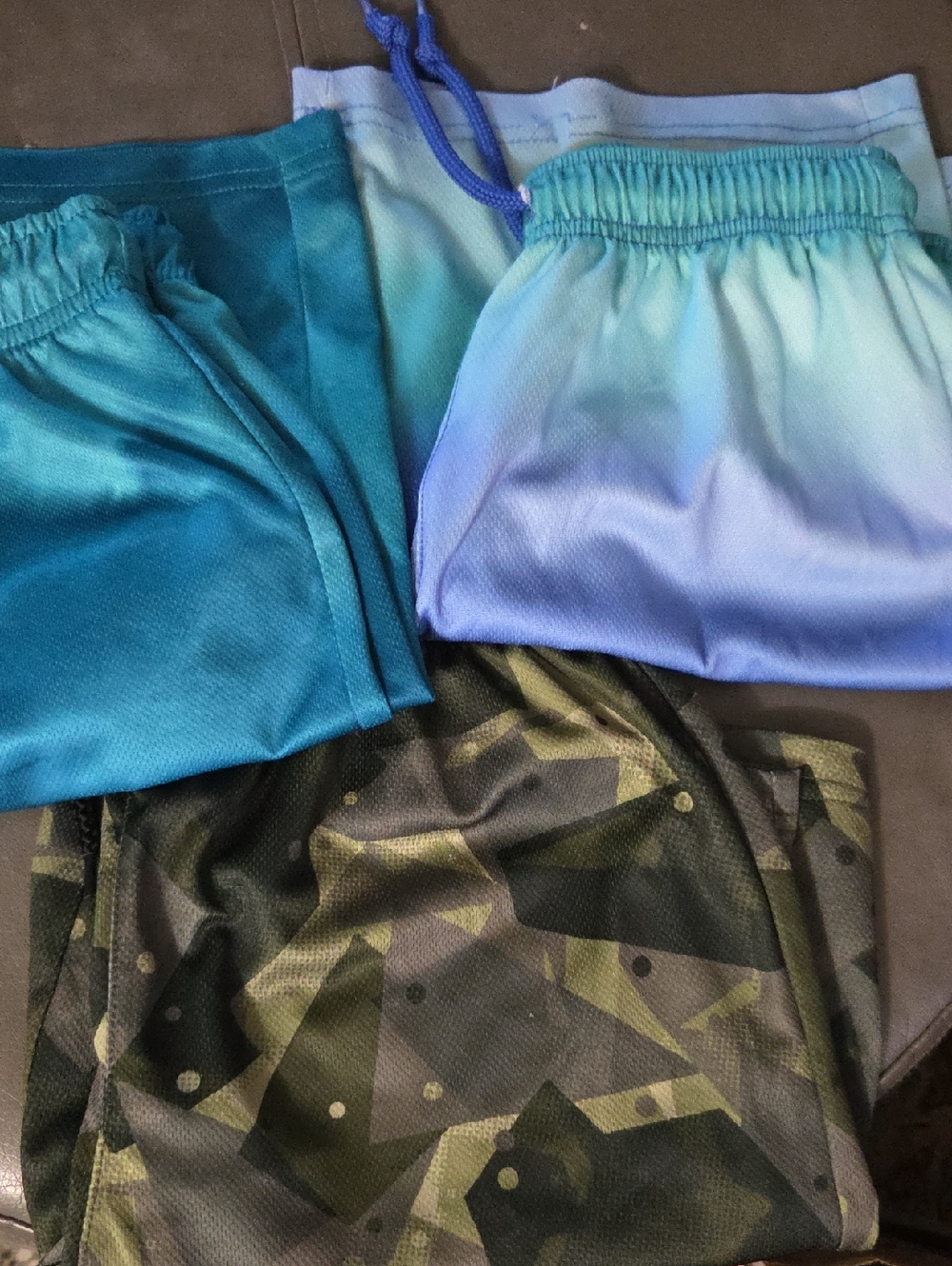 Boys 3-Pack Athletic Shorts - Teal, Aqua, Green Camo